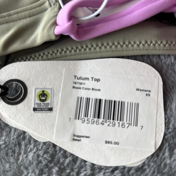 Prana Womens Swim XS Bikini Top Tulum Black Color Block UPF 50+ Lined New - Picture 4 of 9